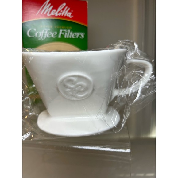 Simply Charmed Pour Over White Ceramic Coffee Dripper with Melitta Brown Filter - Picture 7 of 7